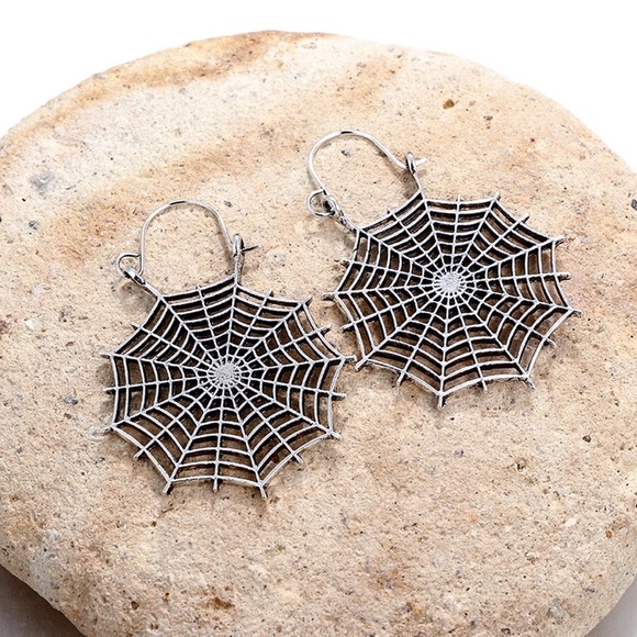 Any 2/$20! Silver Spider Web Ear Wire Earrings - Picture 2 of 10